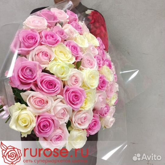 Розы живые букет роз 51шт 60см