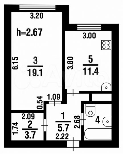 1-к. квартира, 44,1 м², 2/17 эт.