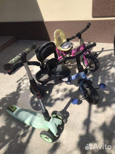 Детский трехколесный велосипед, самокат