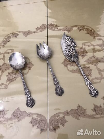 Антикварный набор посуды Мельхиор