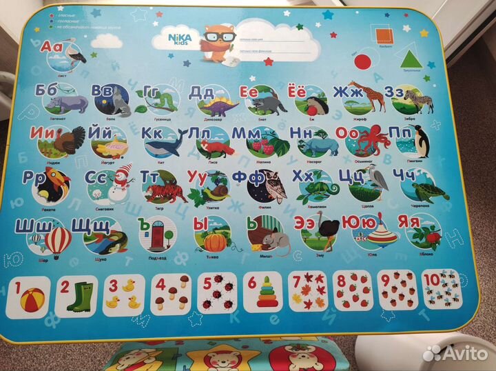 Мольберт и стол со стулом