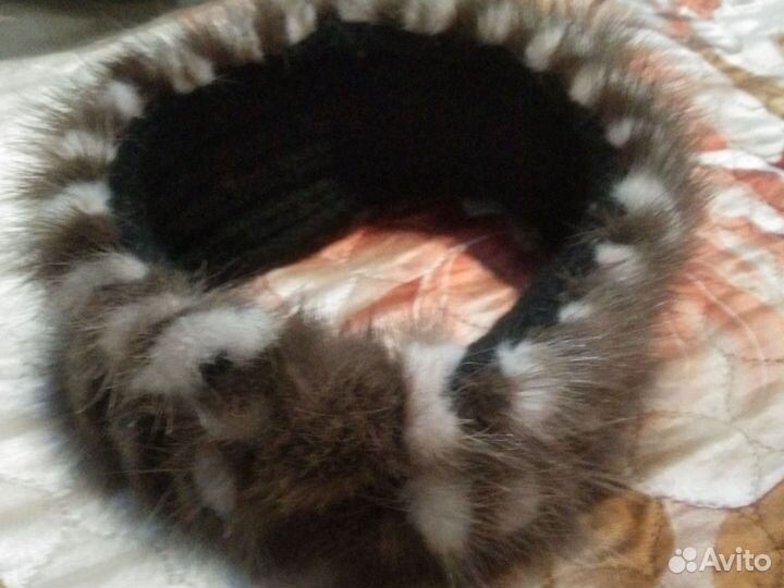 Норковая зимняя повязка на голову