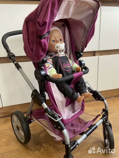 Коляска для кукол, автокресло i'coo и пупс