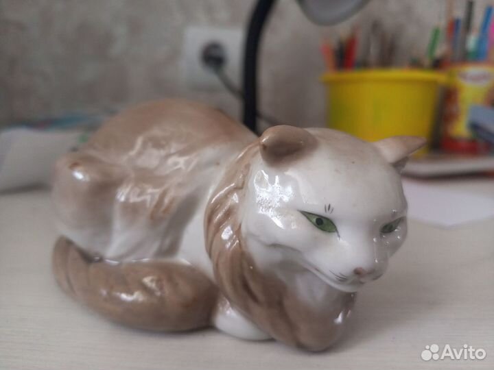 Статуэтка кошка старая гжель