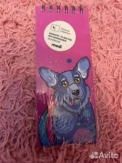 Блокнот modi корги розовый