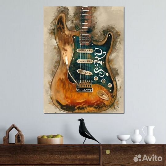 Интерьерная картина маслом гитара Краски люкс