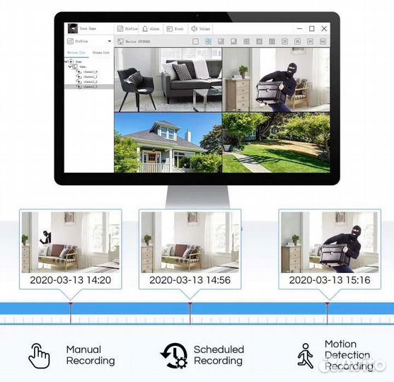 Комплект видеонаблюдения на 4 камеры Zosi. Новый
