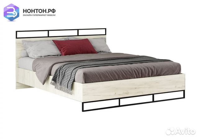 Кровать Лофт 1.6 м дуб крафт белый