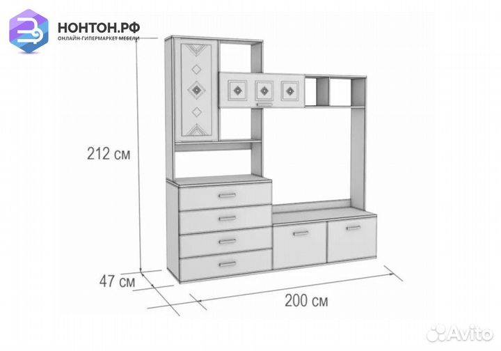 Центральная секция Белла ясень белый
