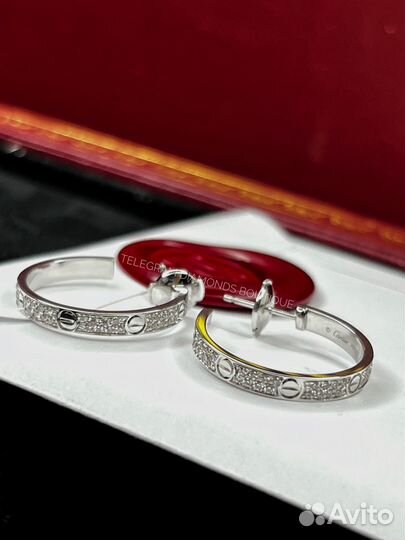 Серьги Cartier Love белое золото 750, бриллианты