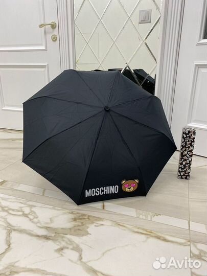 Зонт черный Moschino Москино с мишкой