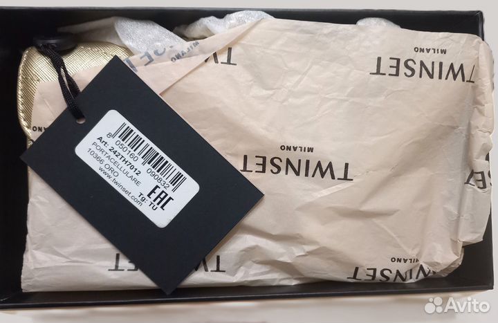 Клатч Twinset Milano premium, золотой на цепочке