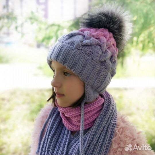 Шапка и снуд ручной работы 50-53 см и 54-57 см