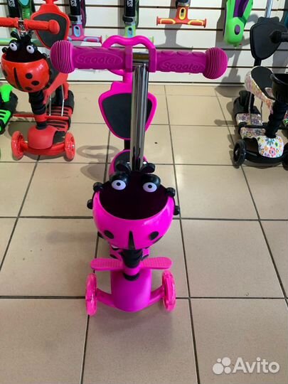 Самокат Божья Коровка 5 в 1,Розовый