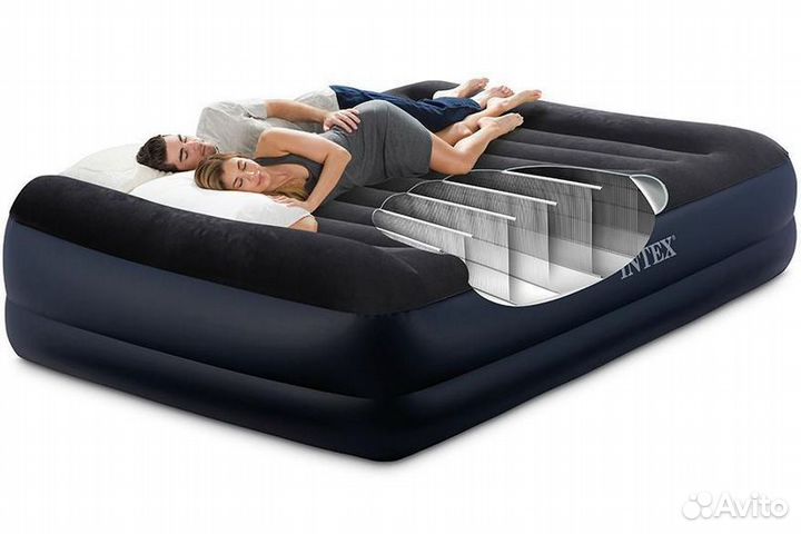 Надувная кровать двуспальная интекс матрас