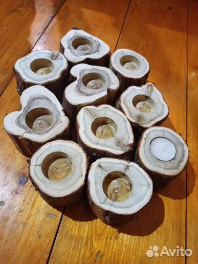 Подсвечник из можжевельника