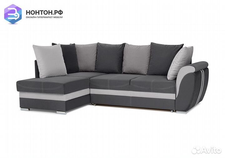 Диван угловой дельфин Стефани темно-серый / серый