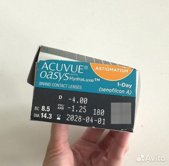 Линзы контактные Acuvue Oasys 1 day Astigmatism -4