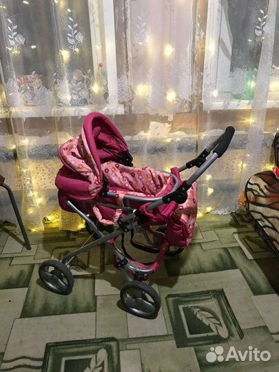 Детская игрушечная коляска, кроватка, кукла