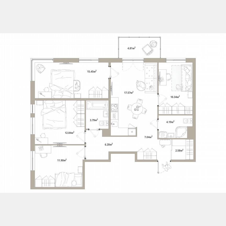 4-к. квартира, 93,3 м², 11/12 эт.