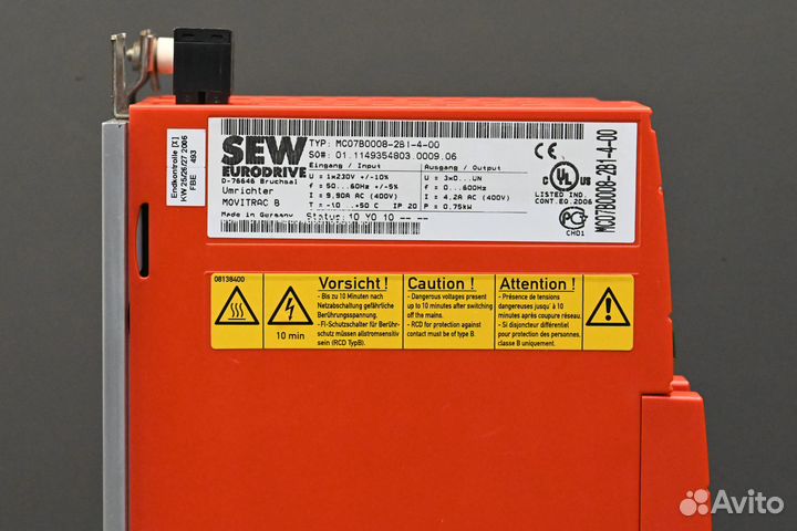 Чаастотник 0.75KW Sew MC07B0008-2B1-4-00 Б/У, 1 шт