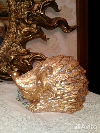 Статуэтка фигурка ёжик золотой