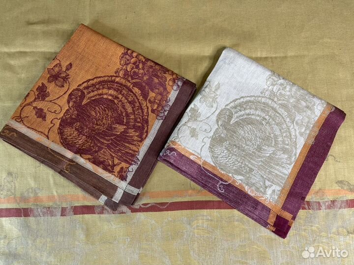 Скатерти салфетки Индюшки лен хлопок