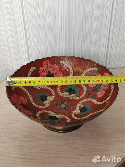 Бронь. Ваза для фруктов на ножке. Индия. Латунь