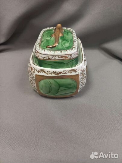 Шкатулка Фарфор Малахитовая Шкатулка СССР Сысерть