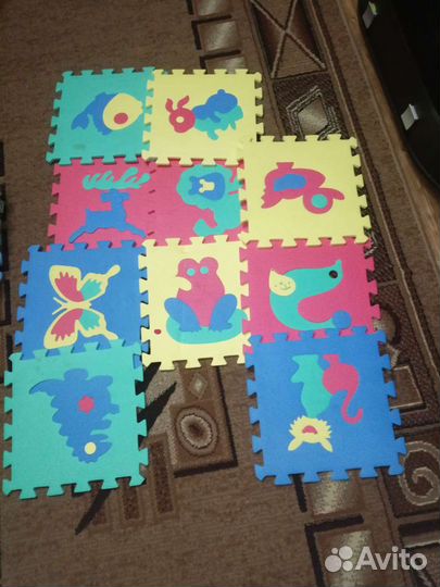 Детский коврик пазл с животнами