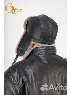 Мужская кожаная зимняя шапка с мехом