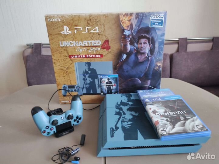 Игровая приставка ps4 blue 1tb uncharted edition