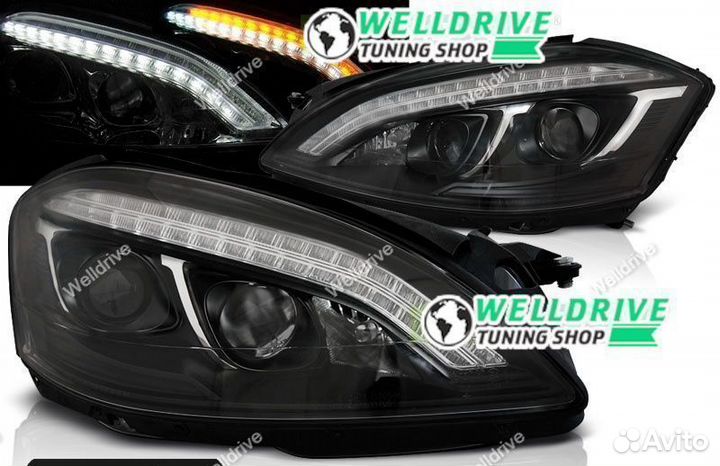 Фары Mercedes W221 05-09 ксенон с дхо черные