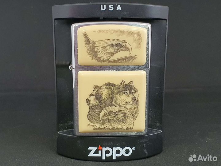 Зажигалка Zippo - Bear Eagle Wolf