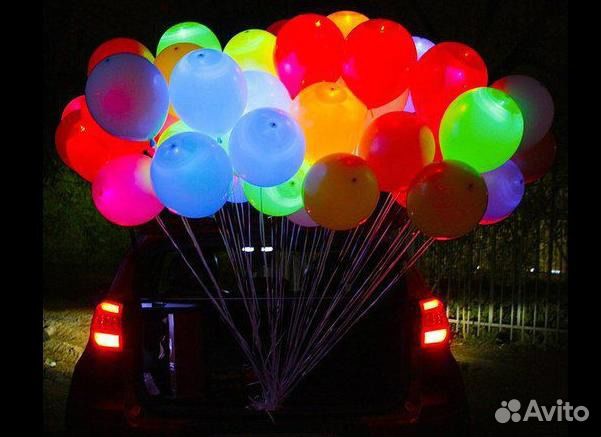 Воздушные шары с гелием, свет. шарики и сердечки