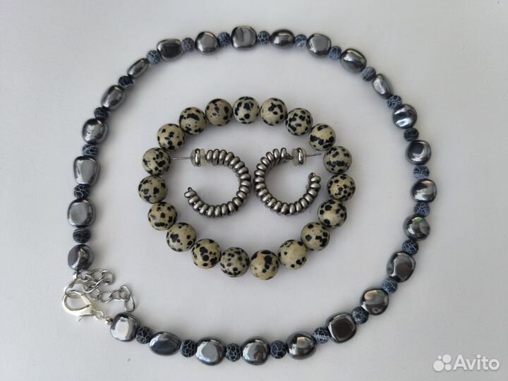 Бусы из терагерца и агата