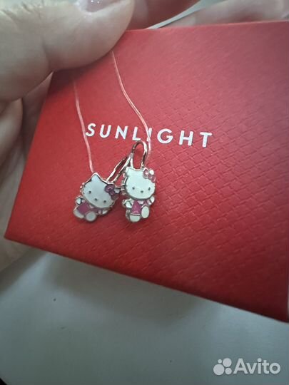 Серьги детские серебро sunlight hello kitty