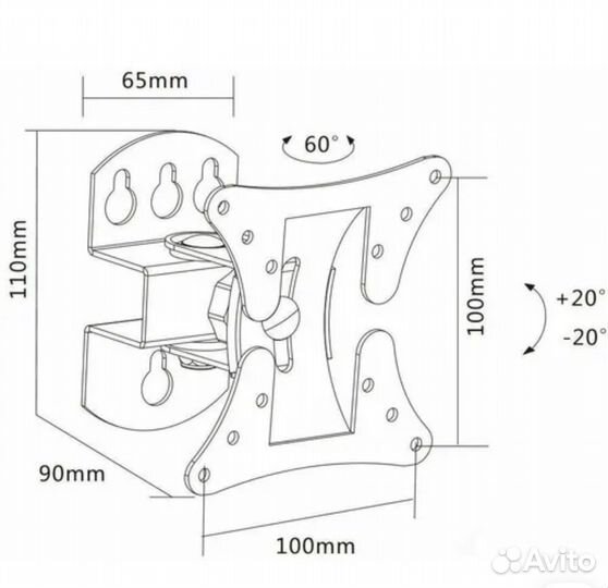 Кронштейн для монитора, телевизора до 30 кг
