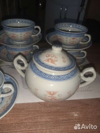 Сервиз,рисовый фарфор, старый Китай