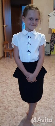 Рубашка школьная для девочки. Рост 128