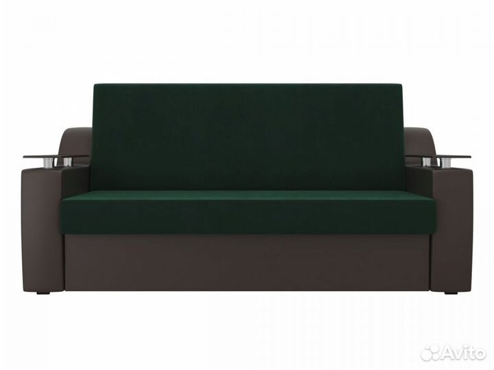 Диван прямой аккордеон Сенатор 160, велюр, зеленый, коричневый
