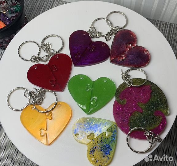 Брелок сердце из эпоксидной смолы