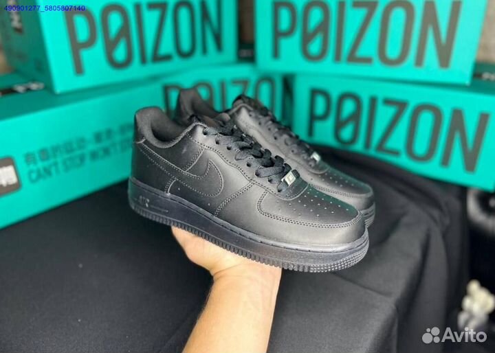 Nike Air Force 1 черные Оригинал Poizon