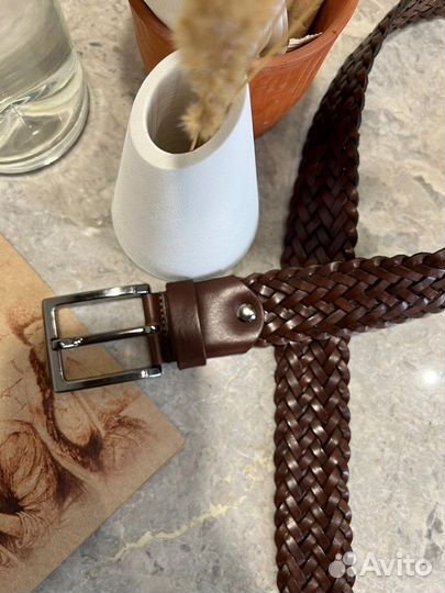 Мужские плетенные кожаные ремни