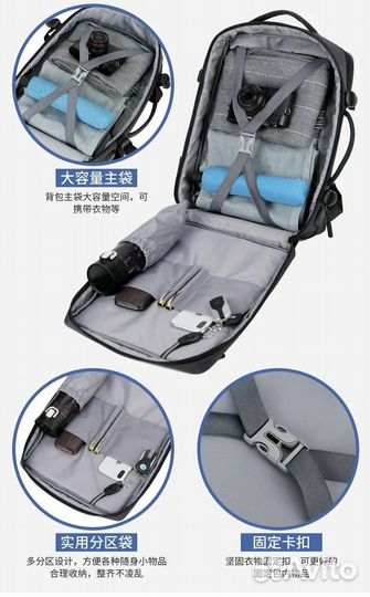 Рюкзак портфель мужской с USB бортом