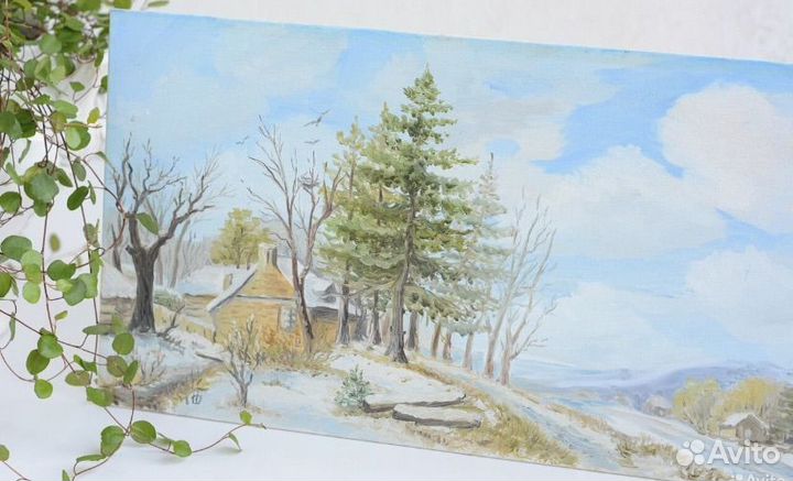 Разные картины маслом домик в деревне зима