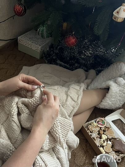 Теплый плед покрывало ручной работы 180х110 см