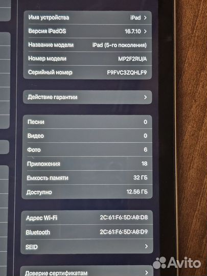 iPad 5 поколения A1822