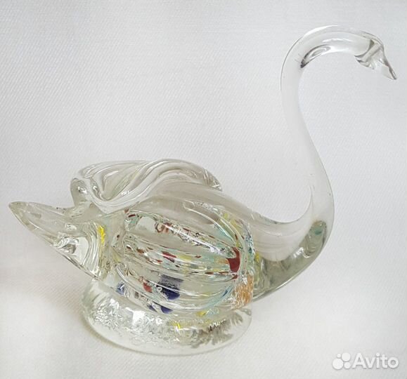 Фигурки лебедя цветное стекло СССР