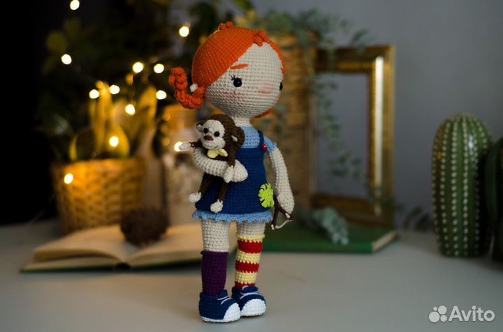 Вязаная кукла Пеппи Длинный чулок